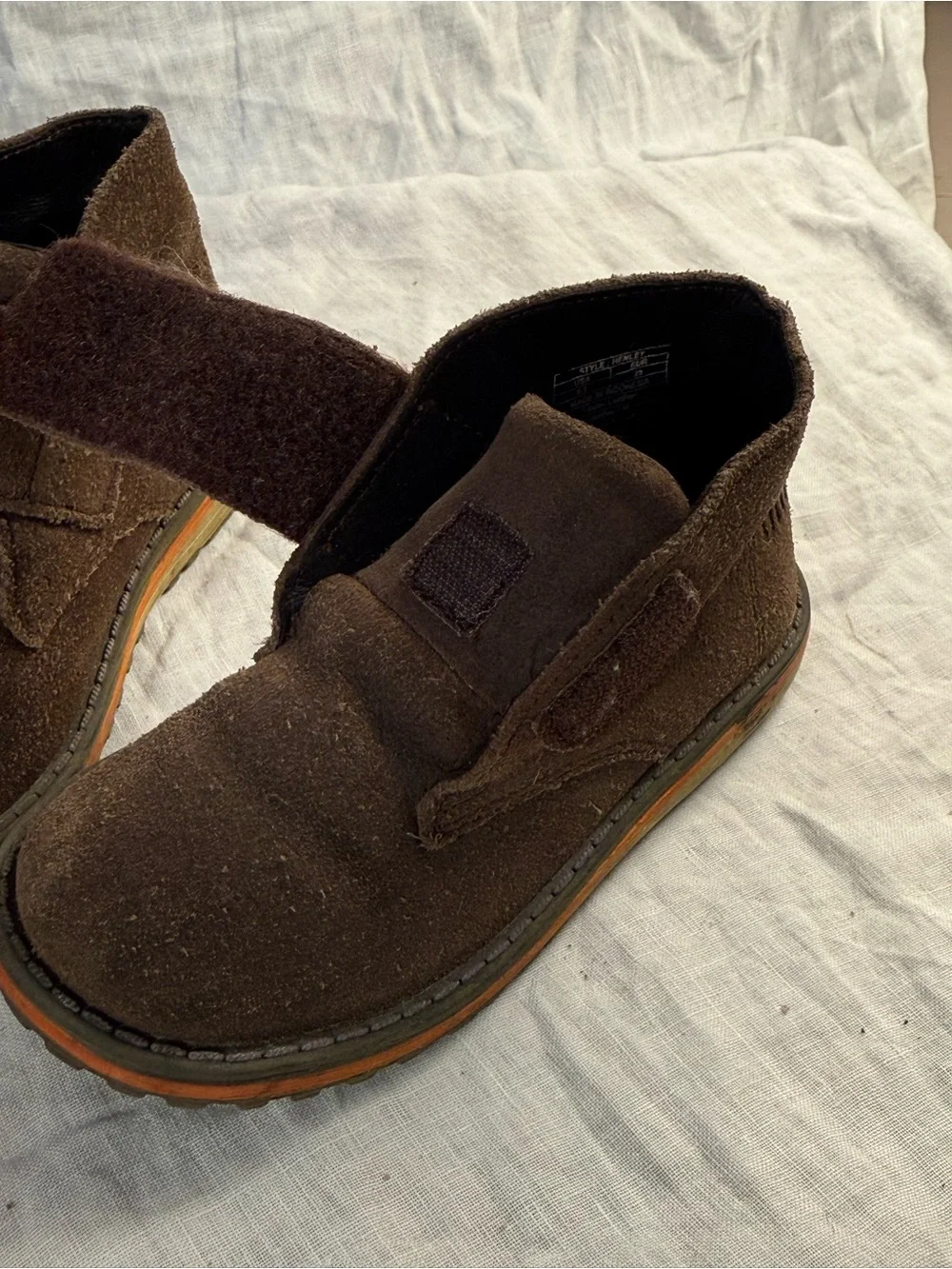Umi Brown Suede Kids Boots with Velcro Strap